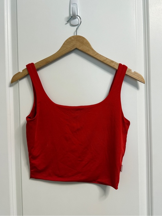 Tops - Red Scoop Neck Crop Tank Top - Women's